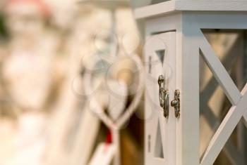 White wooden decorative cupboard close up