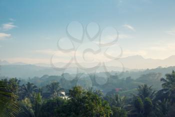 Scenic green mountains anb jungles, Ceylon. Landscape of Sri Lanka