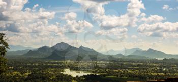 Green valley and blue sky, Ceylon scenery. Landscape of Sri Lanka