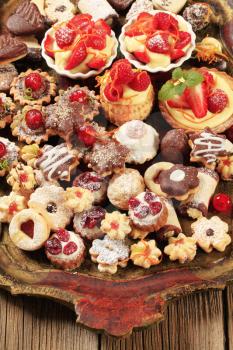 Various kinds of cookies and tarts