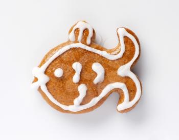 Gingerbread cookie in the shape of a carp