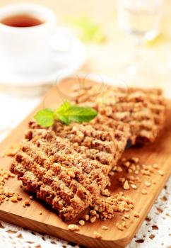 Nut and seed cookies on cutting board