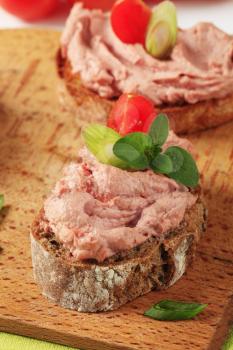 Slices of bread with delicious liver pate