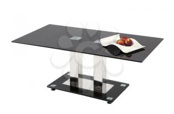 Black glass top coffee table - isolated
