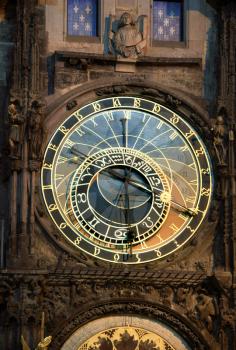 Prague Astronomical Clock at night, Czech Republic