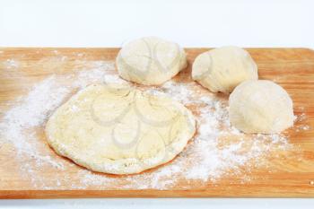 Yeast dough on a cutting board