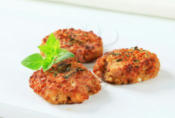 Fried vegetable burgers on white