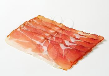 Thin slices of dry-cured smoked ham (Schwarzwald ham)