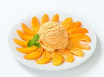 Scoop of apricot ice cream