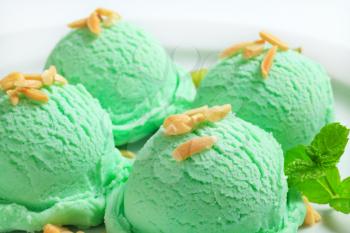 Scoops of light green ice cream 