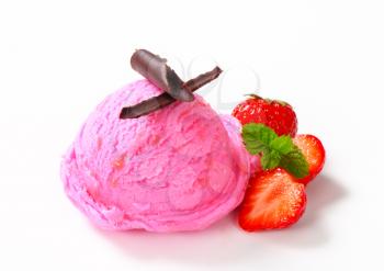 Scoop of strawberry ice cream - studio shot