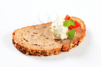 Slice of bread and cream cheese mousse