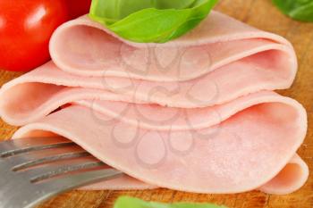 Detail of thin sliced ham