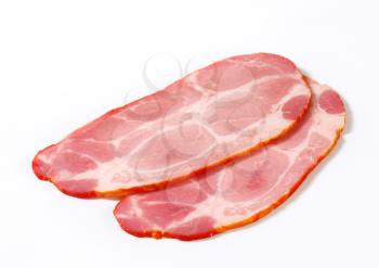 Thin slices of smoked pork neck