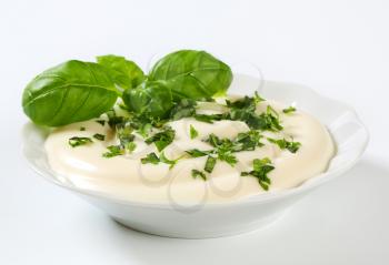 Mayonnaise dressing with chopped parsley
