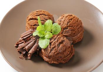 Scoops of dark chocolate ice cream