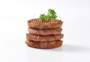 Stack of Grilled Beef Burger Patties