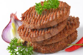 Stack of Grilled Beef Burger Patties