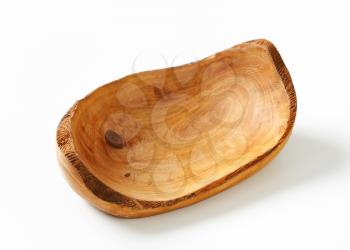 Olive wood boat-shaped rustic bowl