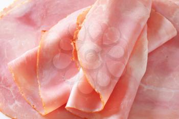 Thin slices of baked ham