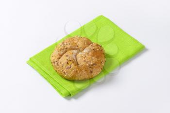 fresh bread bun on green place mat