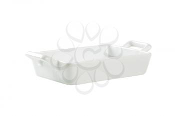 Porcelain lasagna pan with handles  isolated on white