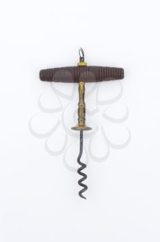 old corkscrew with wooden handle