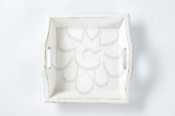 square white painted wooden tray