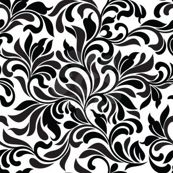 Seamless pattern. Tracery of floral abstract element on a white background. Vintage style. The pattern can be used for printing on textiles, wallpaper, packaging