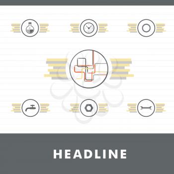 Vector set background of flat water pipeline.