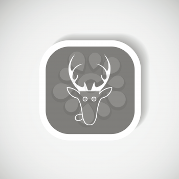 Vector christmas deer head icon.