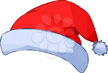 Christmas Cartoon, Santa Claus Red Hat Isolated on White Background. Vector