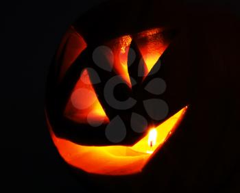 Symbol Halloween holiday, pumpkin Jack O Lantern In the dark