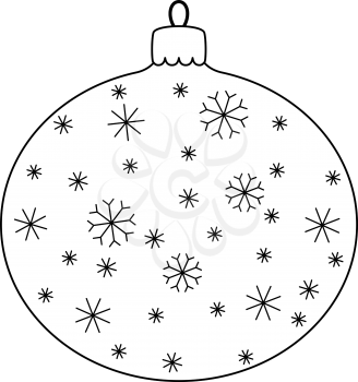 Christmas decoration: glass ball with snowflakes, contours