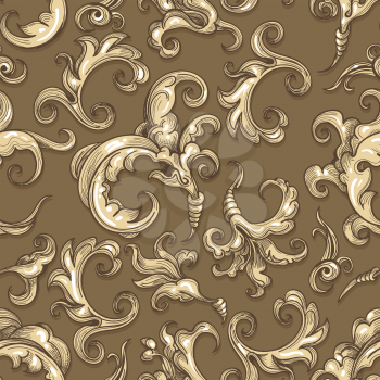 Vintage exquisite floral baroque seamless pattern. Vector illustration.