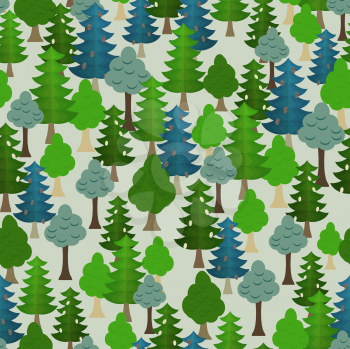 Seamless forest pattern. Cartoon tree. 