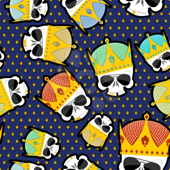 Skull Crown Seamless pattern. Vector background for Kings of streets.