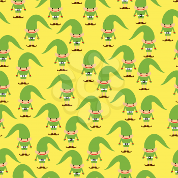 Elf seamless pattern. Christmas background. Ornament of Santa Helper for  new year holiday.
