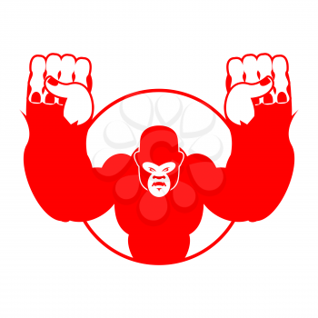 Angry gorilla. Aggressive big monkey. irritated wild animal. logo for sports team
