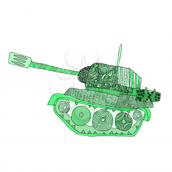 Tank doodle. Fighting war machine. army panzer
