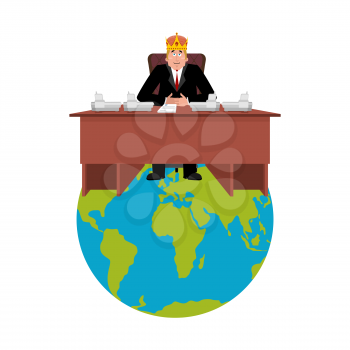 President of world in crown . Modern King is a businessman. Big Boss Planet Earth. Director in office. Chief Worker