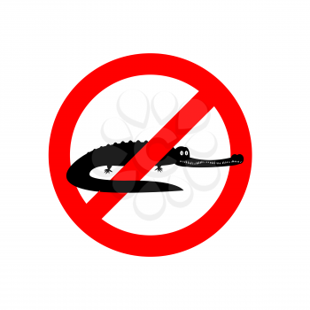 Stop crocodile. Prohibited sign alligator. Ban aquatic reptiles carnivore
