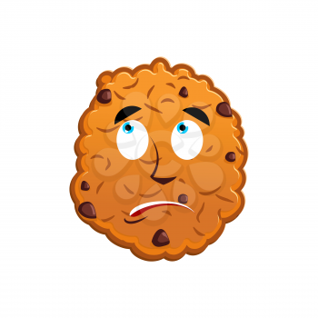 Cookies surprised Emoji. biscuit emotion astonished. Food Isolated

