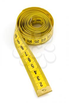 yellow measuring tape isolated on white background