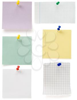 note paper and tack  isolated on white background
