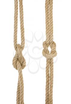 ship ropes with knot isolated on white background