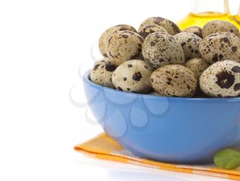 quail egg in bowl isolated on white background