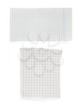 checked paper  isolated on white background