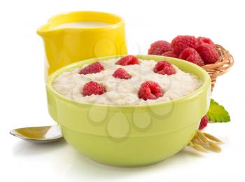 bowl of oatmeal isolated on white background