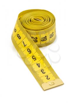 yellow measuring tape isolated on white background